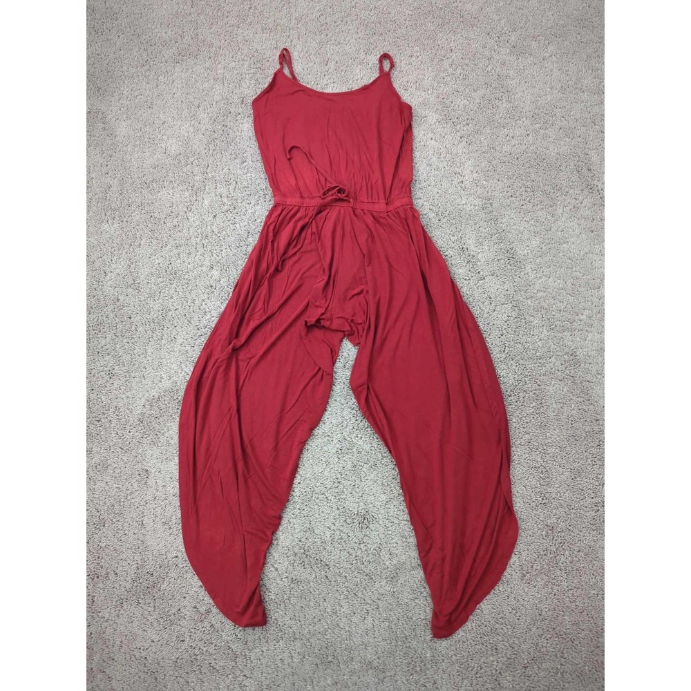 JustFab Jumpsuit Womens XS Red Spaghetti Strap Harem Side High‎ Slit Boho
